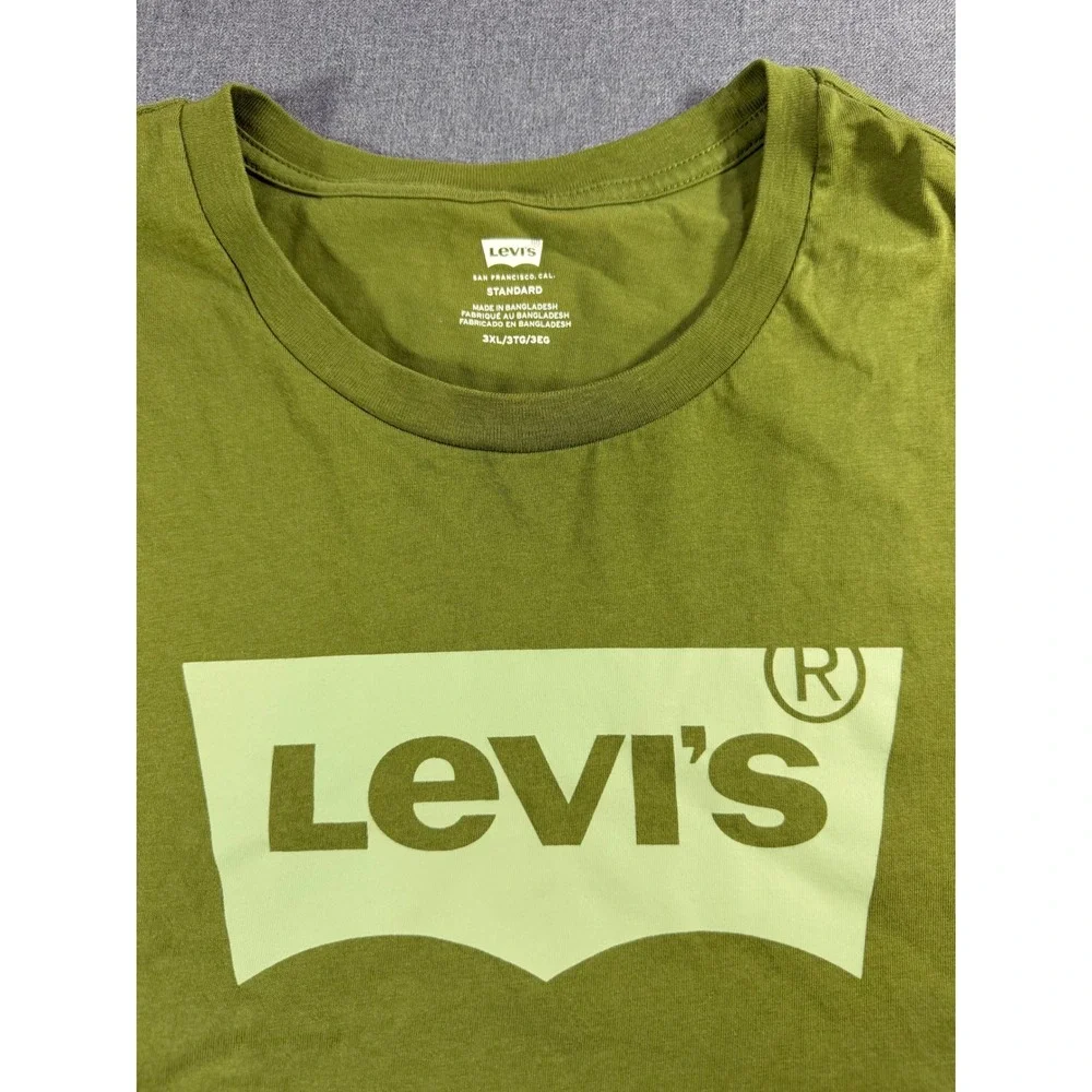 Levis Mens Olive Green Graphic Batwing Logo T-Shirt Size 3XL Short Sleeve Tee